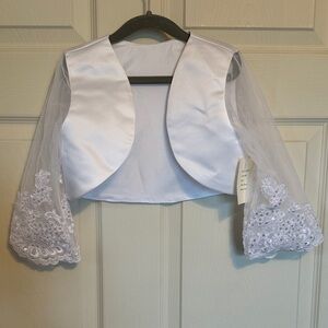 Elegant White Kids Bolero Jacket